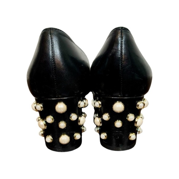 Stuart Weitzman Pearlstrap Square Toe Angled Block Heel Mary Jane Leather Pump - Picture 8 of 14